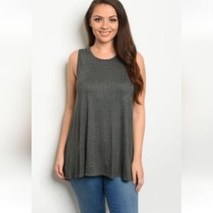 Gray Sleeveless Women's TopFlowy Rayon Spandex Tank Top | Layering Piece